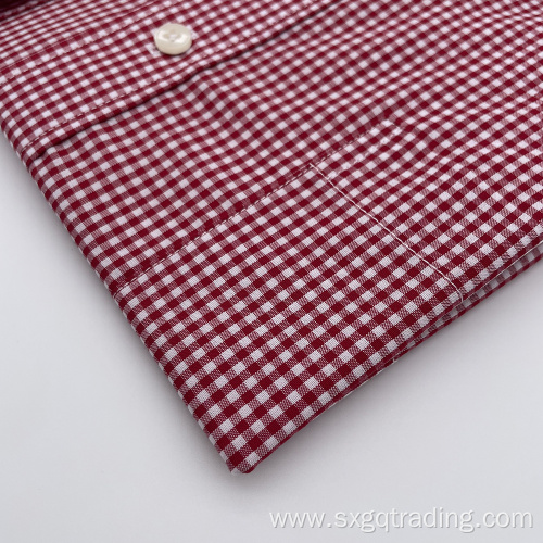 Red checked TC hidden button-down shirt